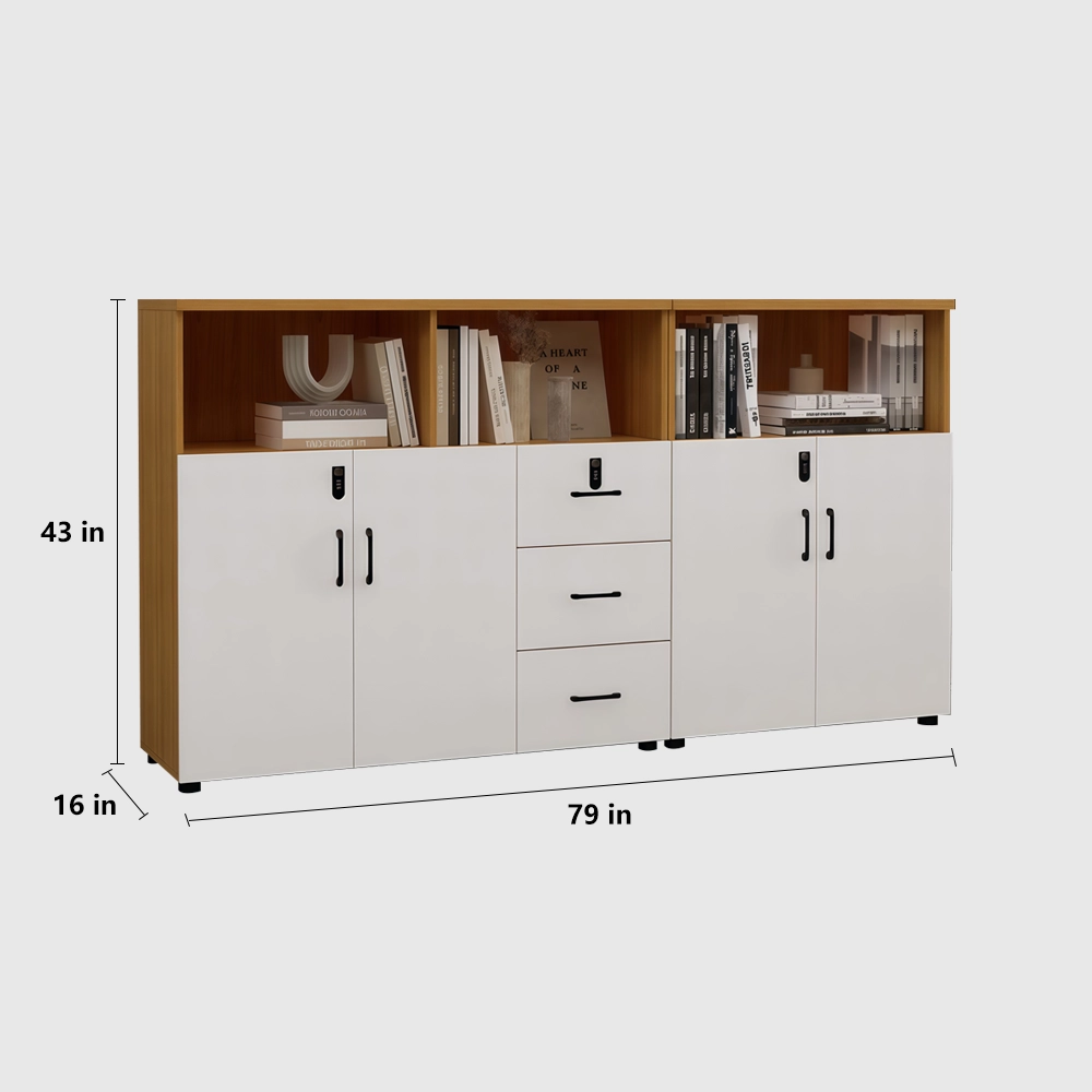 Lockable Wooden File Cabinet Low Office Storage - image 13