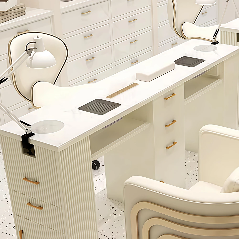 Luxury Cream Style Nail Table Set with Marble Top - image 4