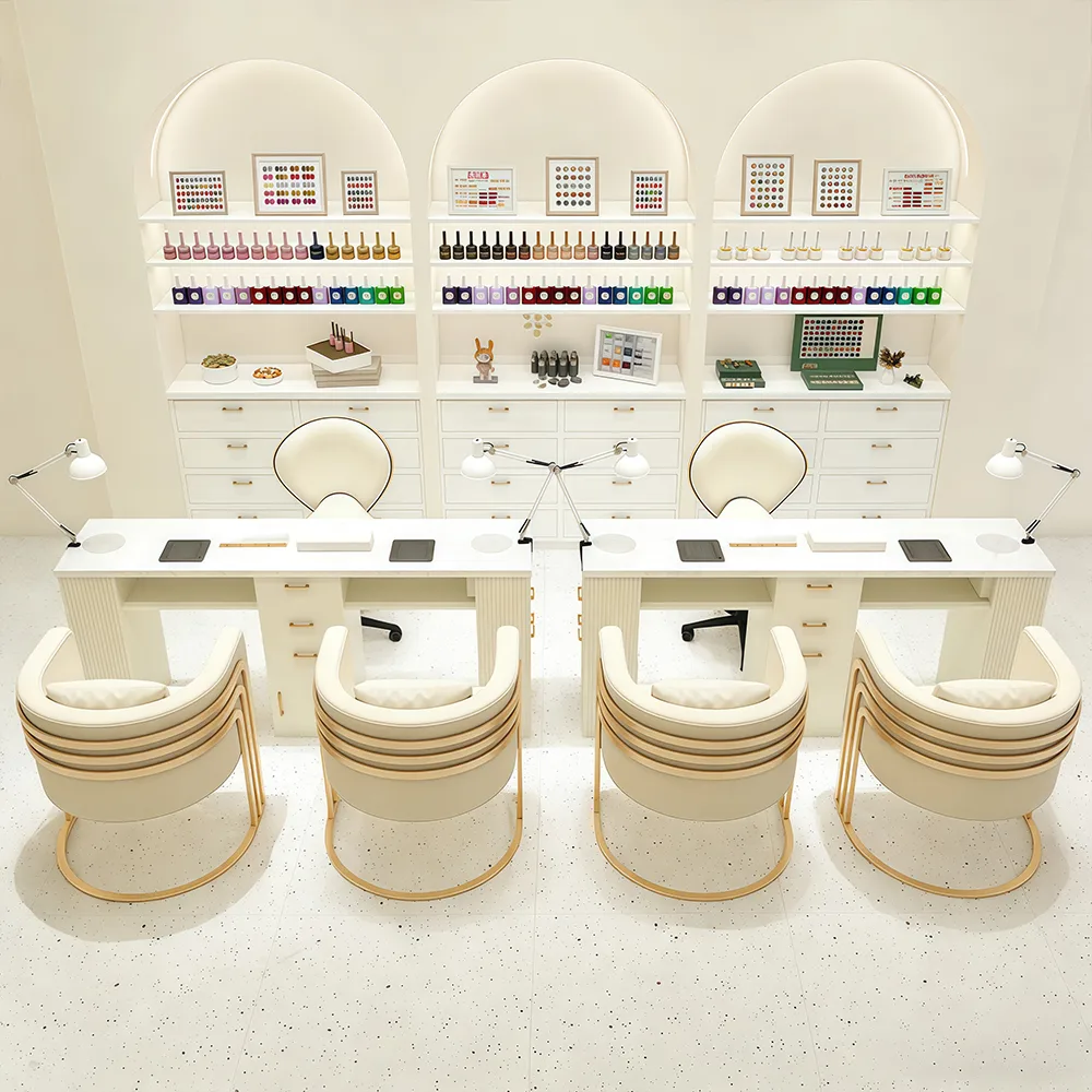 Luxury Cream Style Nail Table Set with Marble Top - image 2