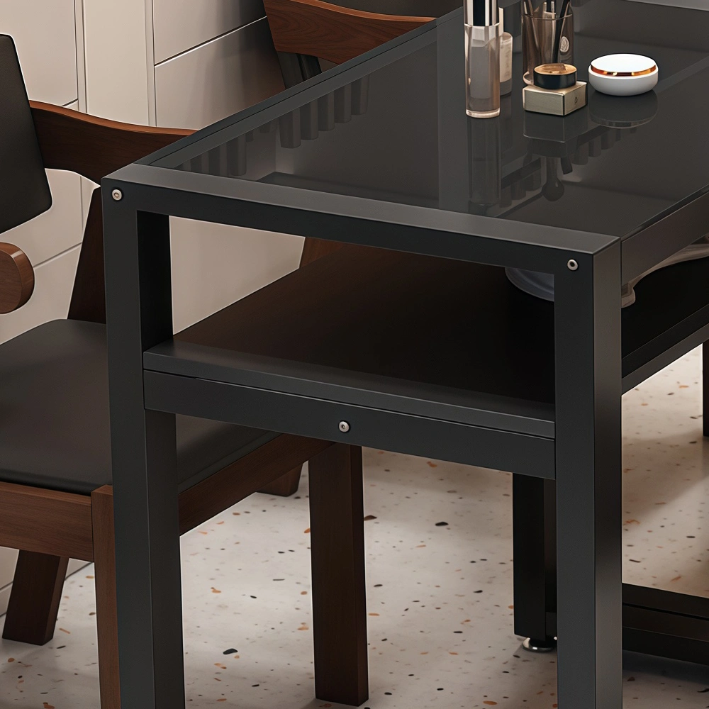 Luxury Glass Wood Nail Desk with Tempered Top - image 4