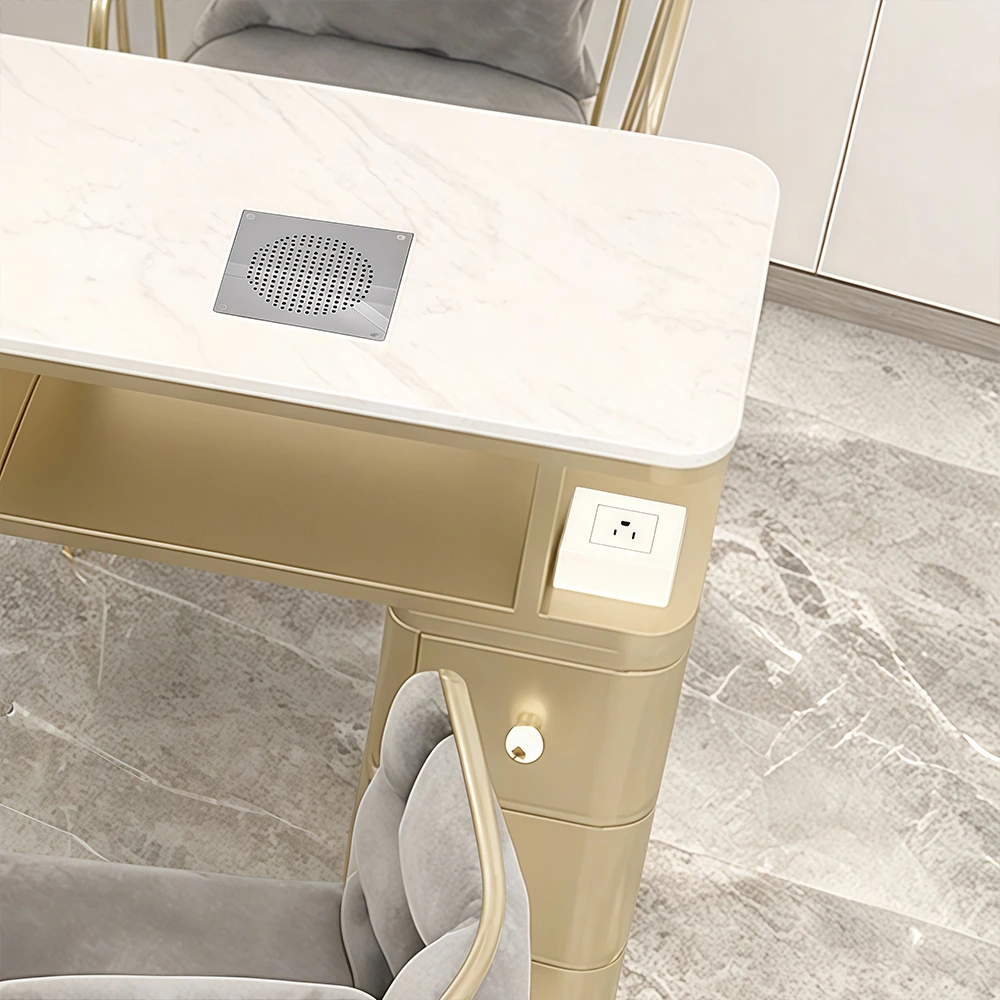 Luxury Marble Nail Station with Vacuum Outlet - image 9