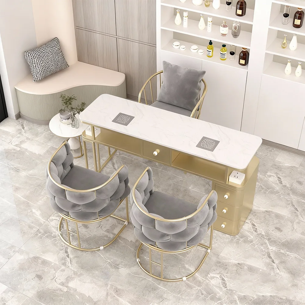 Luxury Marble Nail Station with Vacuum Outlet - image 6