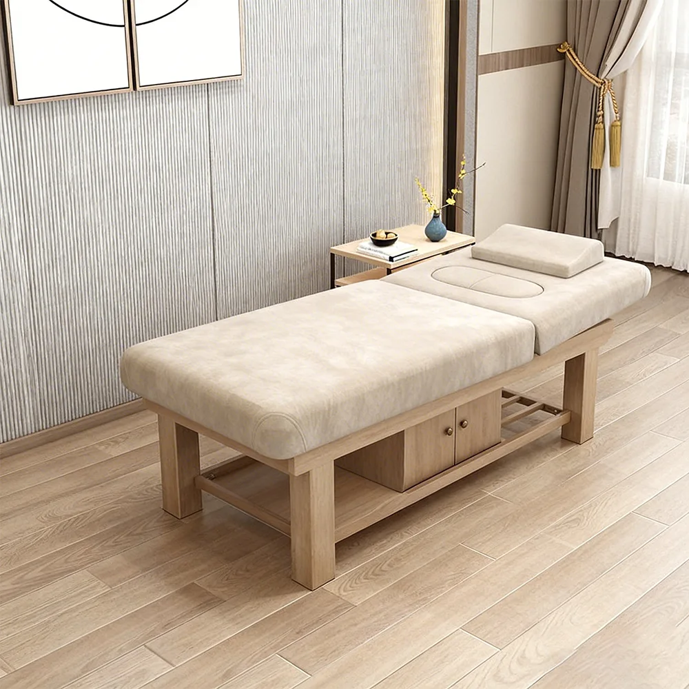 Multifunctional Wooden Beauty Bed for Spa Facial - image 3