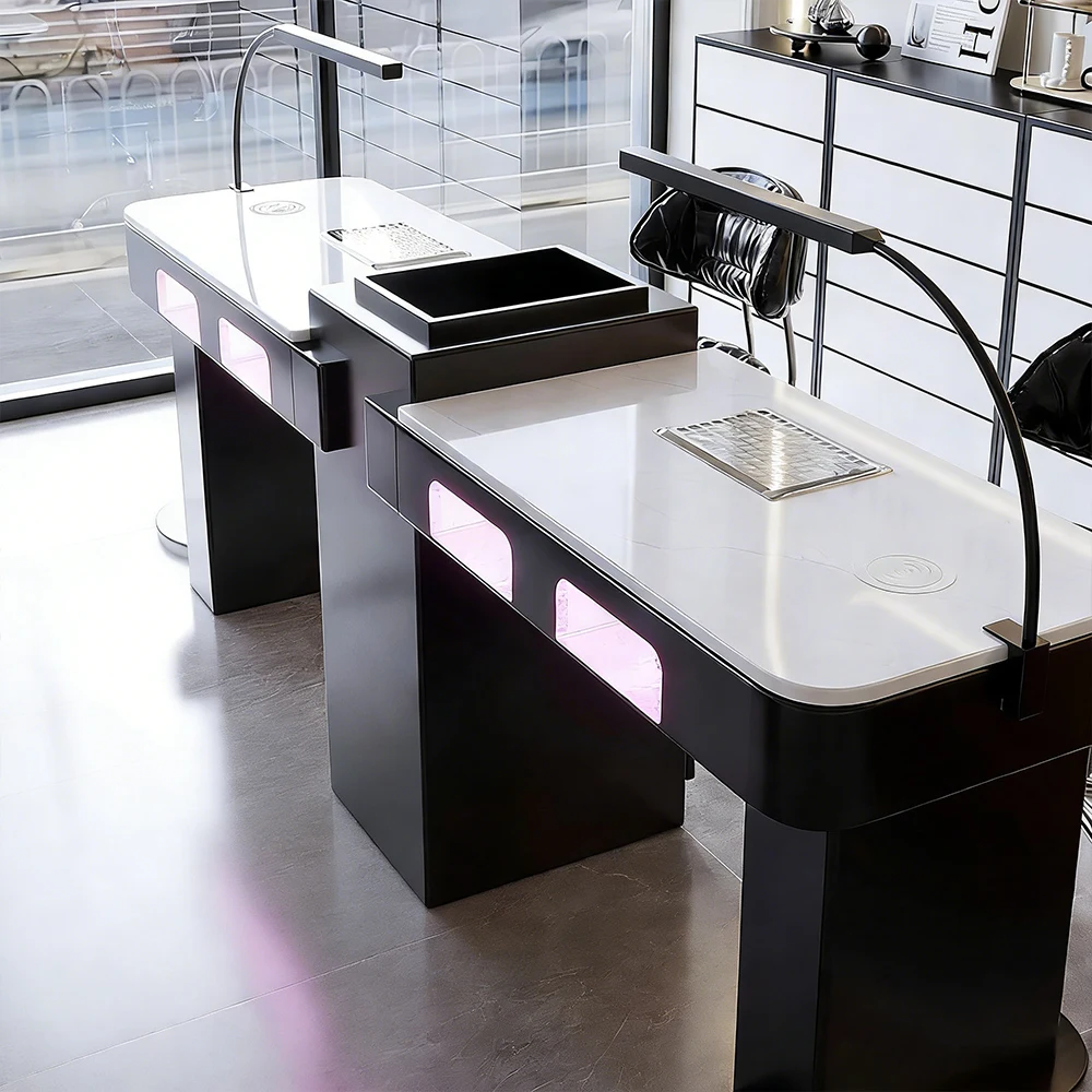 Marble Nail Table with Vacuum and Curing Lamp - image 5