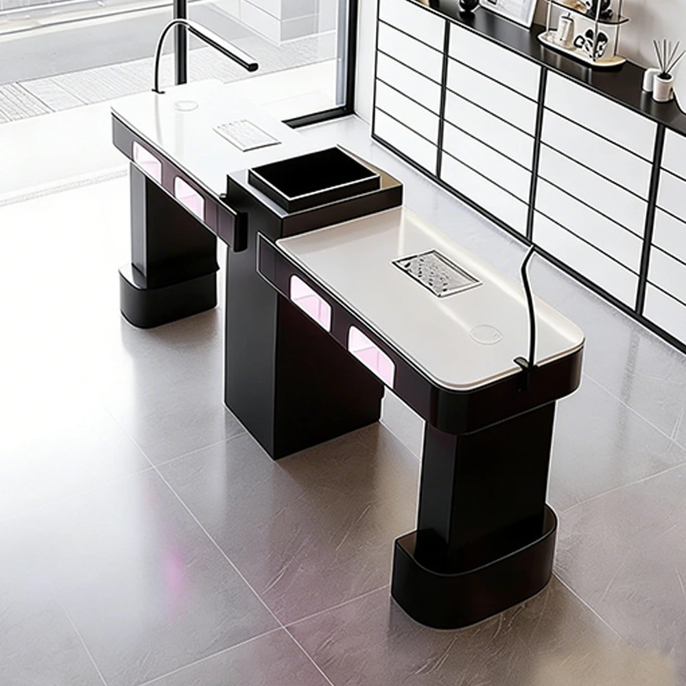 Marble Nail Table with Vacuum and Curing Lamp - image 2
