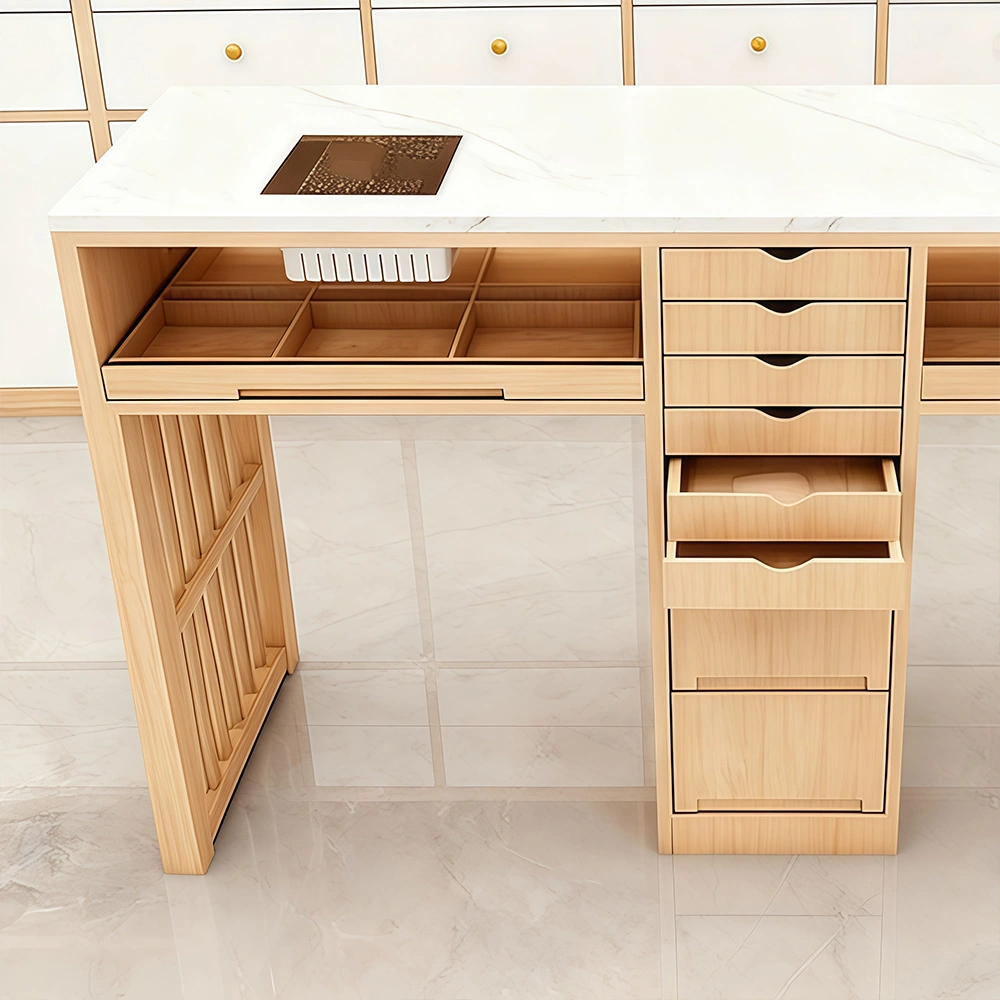Marble Top Wood Nail Desk with Drawers Vacuum - image 3