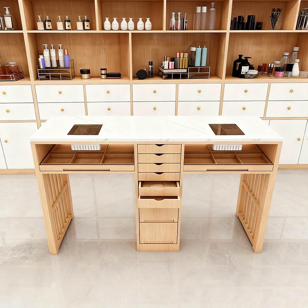 Marble Top Wood Nail Desk with Drawers Vacuum - image 2