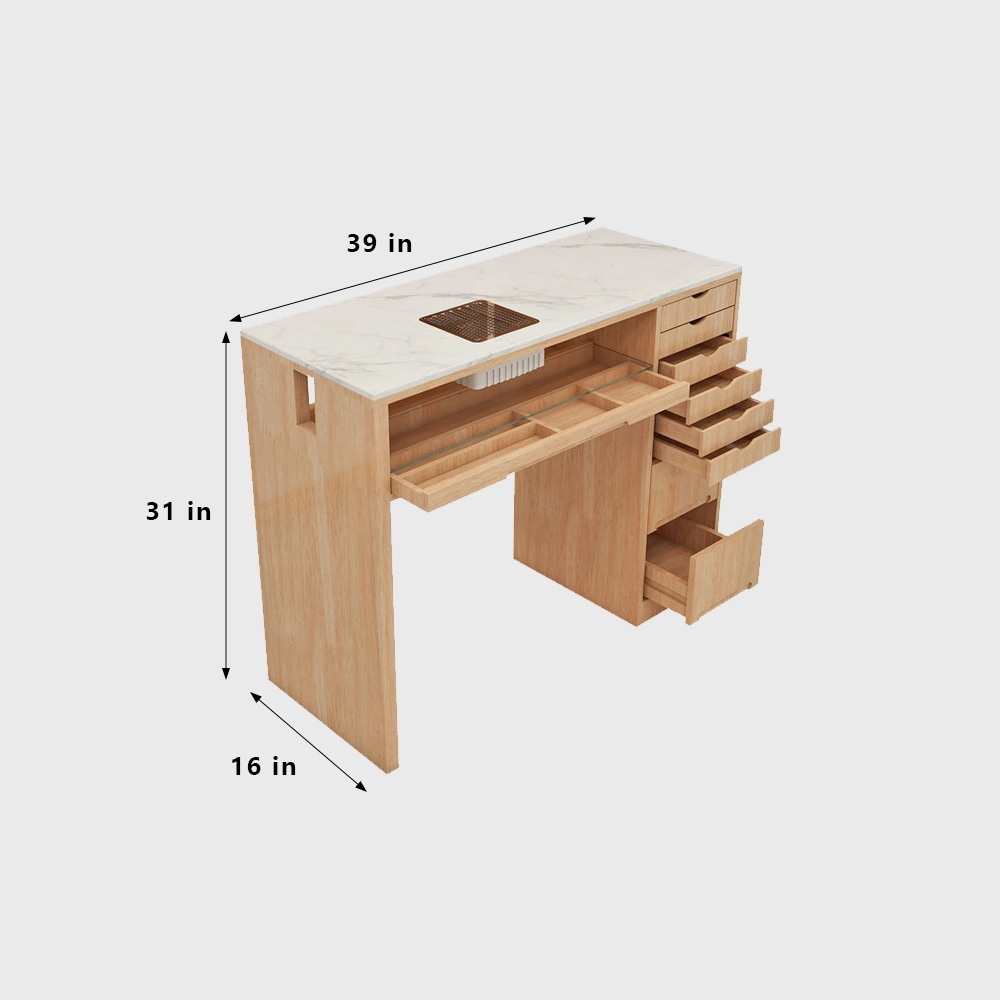 Marble Top Wood Nail Desk with Drawers Vacuum - image 6