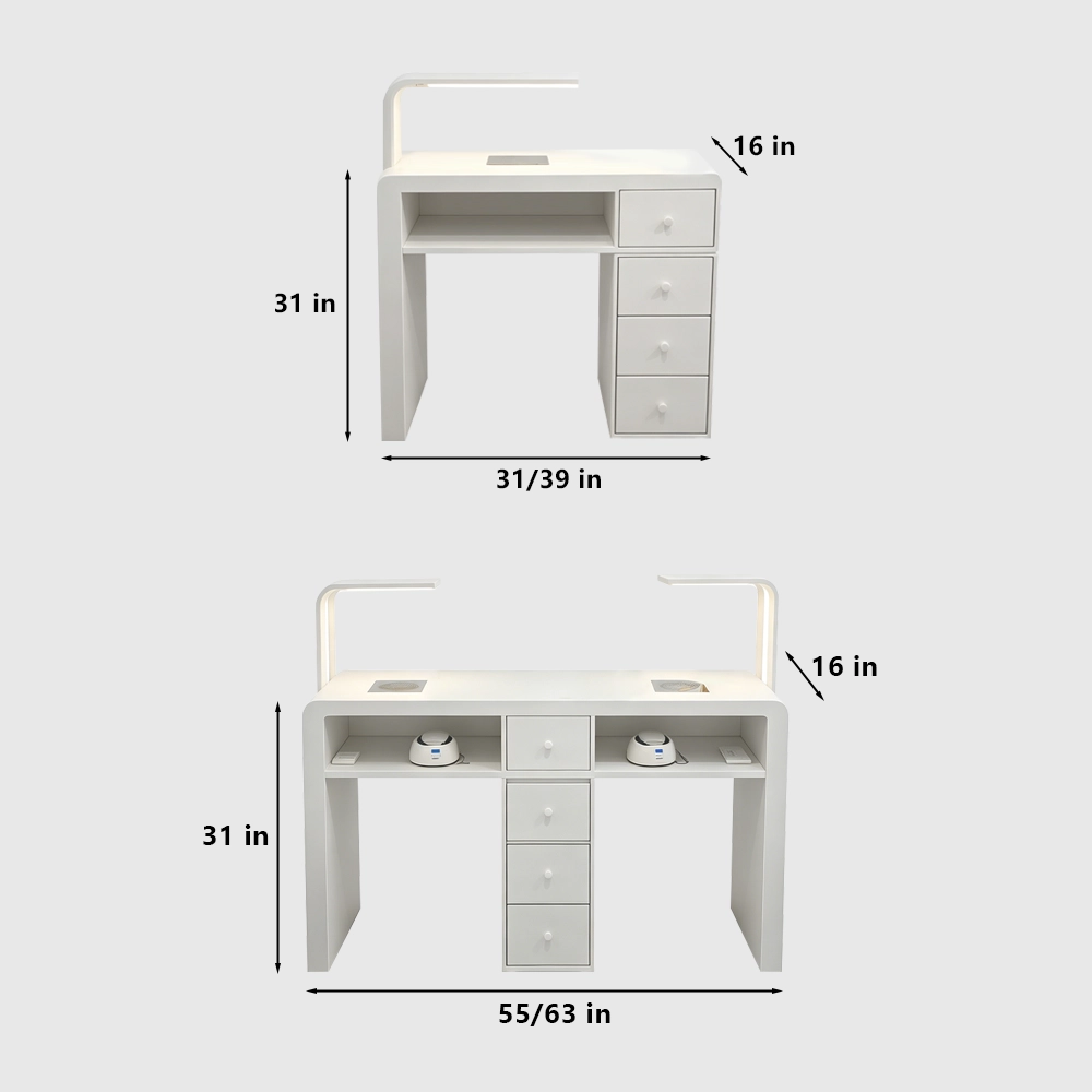 Minimalist Cream Nail Table with Vacuum Light - image 6