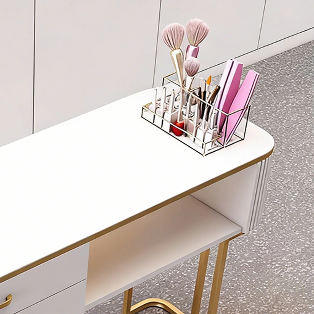 Light Luxury Creamy Nail Table with Multifunctional Minimalist Storage - image 3