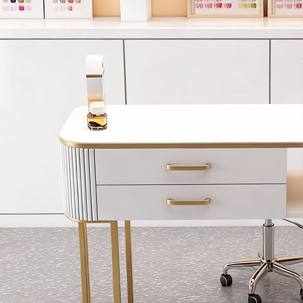 Light Luxury Creamy Nail Table with Multifunctional Minimalist Storage - image 4
