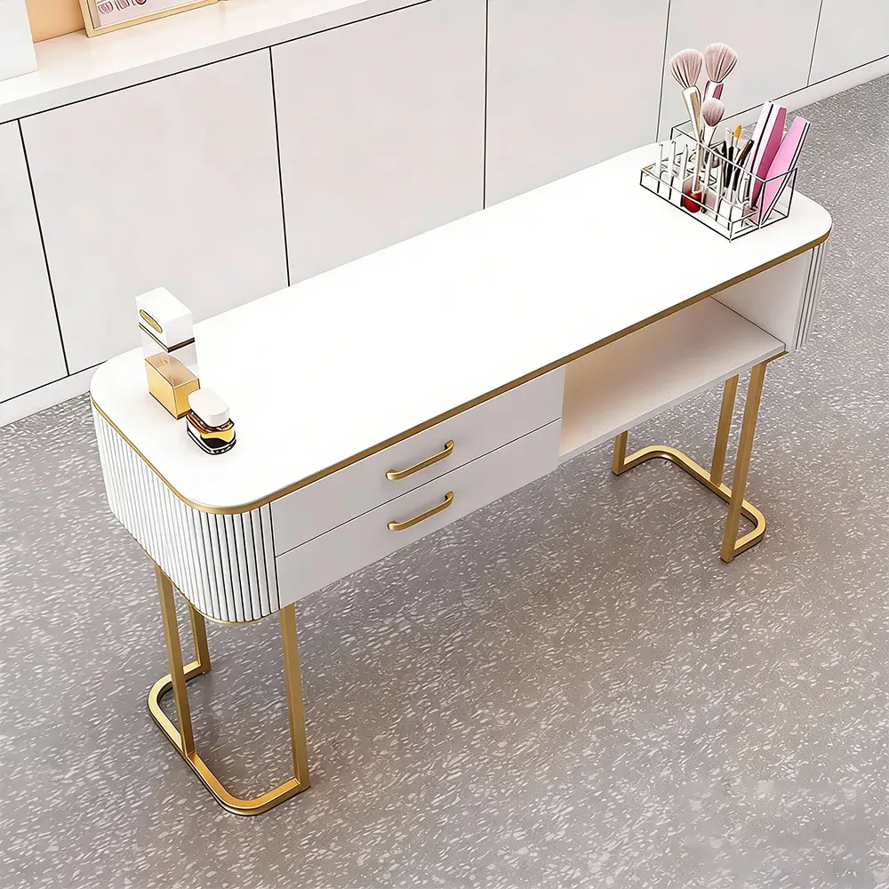 Light Luxury Creamy Nail Table with Multifunctional Minimalist Storage - image 2