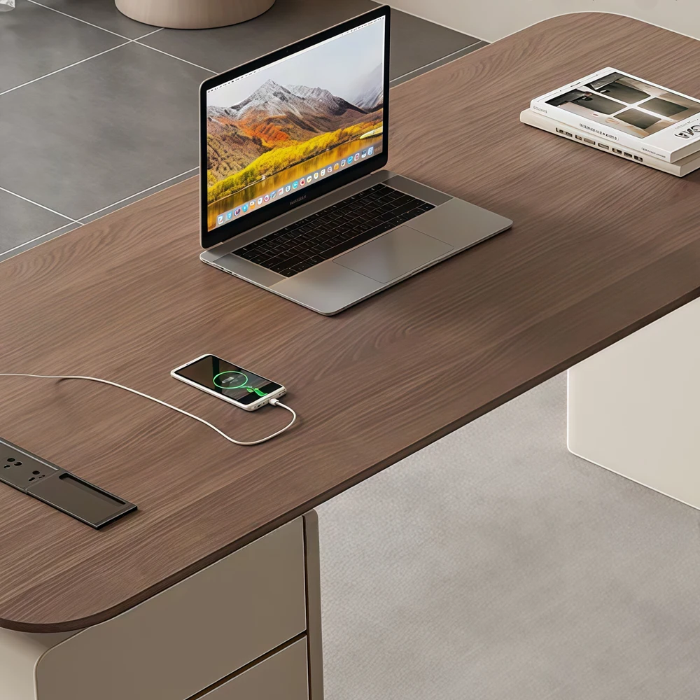 Modern Corner Desk Cream Style Home Office - image 4