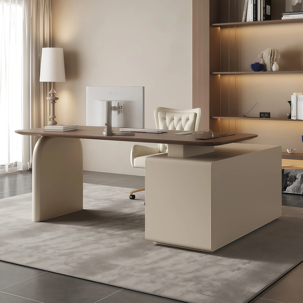 Modern Corner Desk Cream Style Home Office - image 3