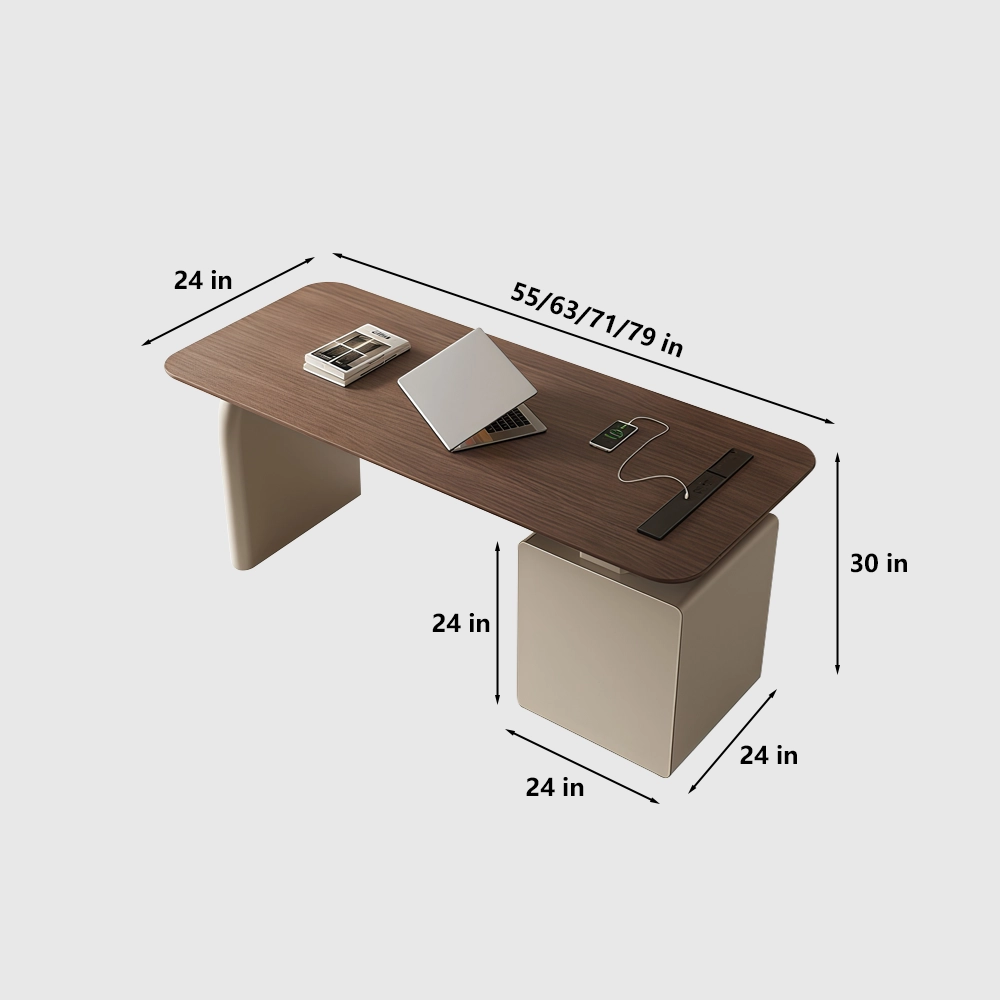 Modern Corner Desk Cream Style Home Office - image 7