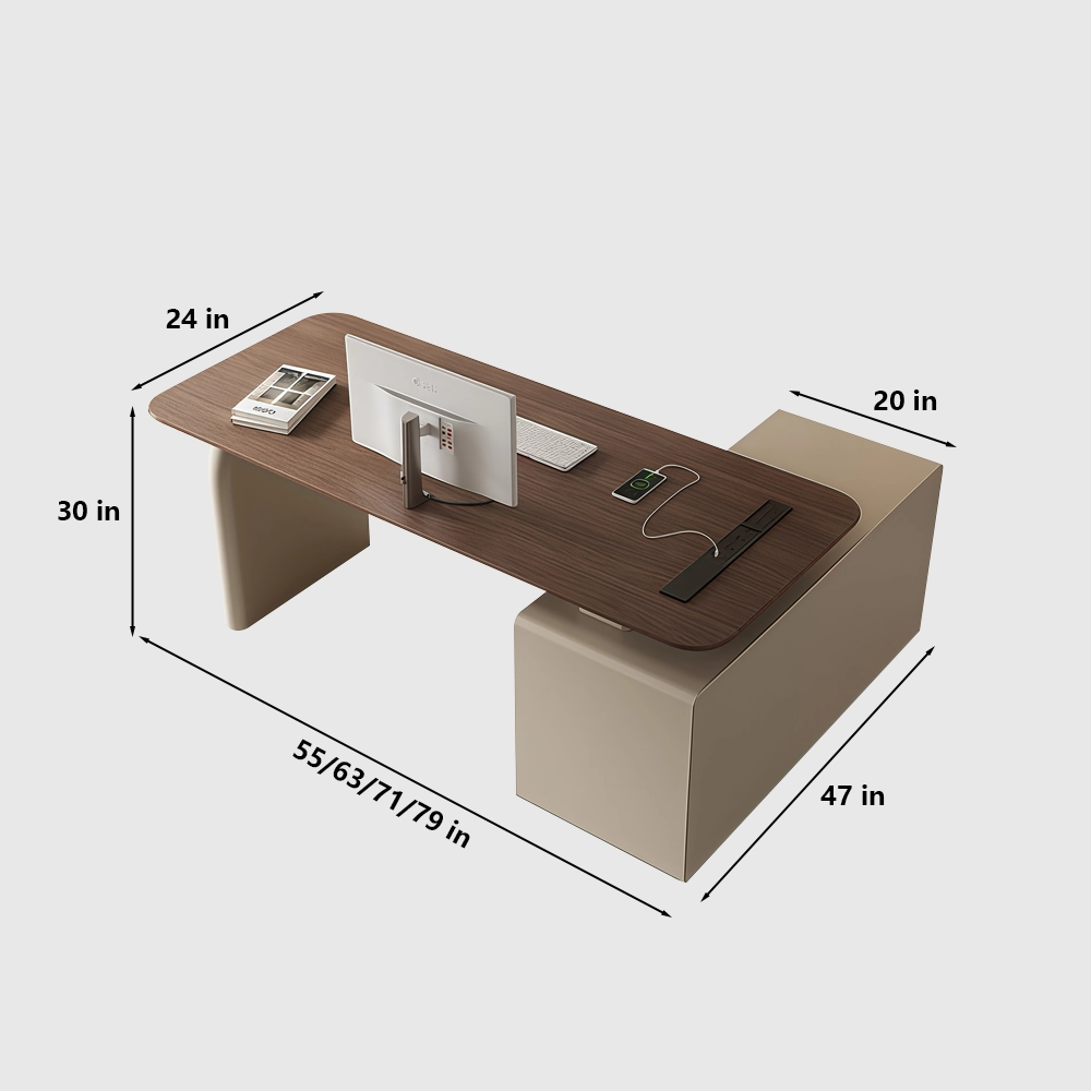Modern Corner Desk Cream Style Home Office - image 8