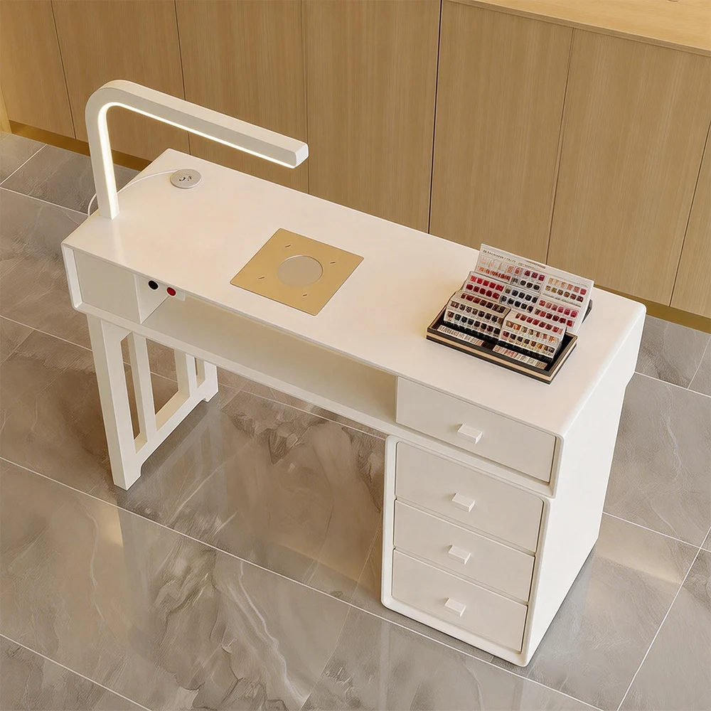 Modern Multifunctional Nail Table with LED Lamp - image 2