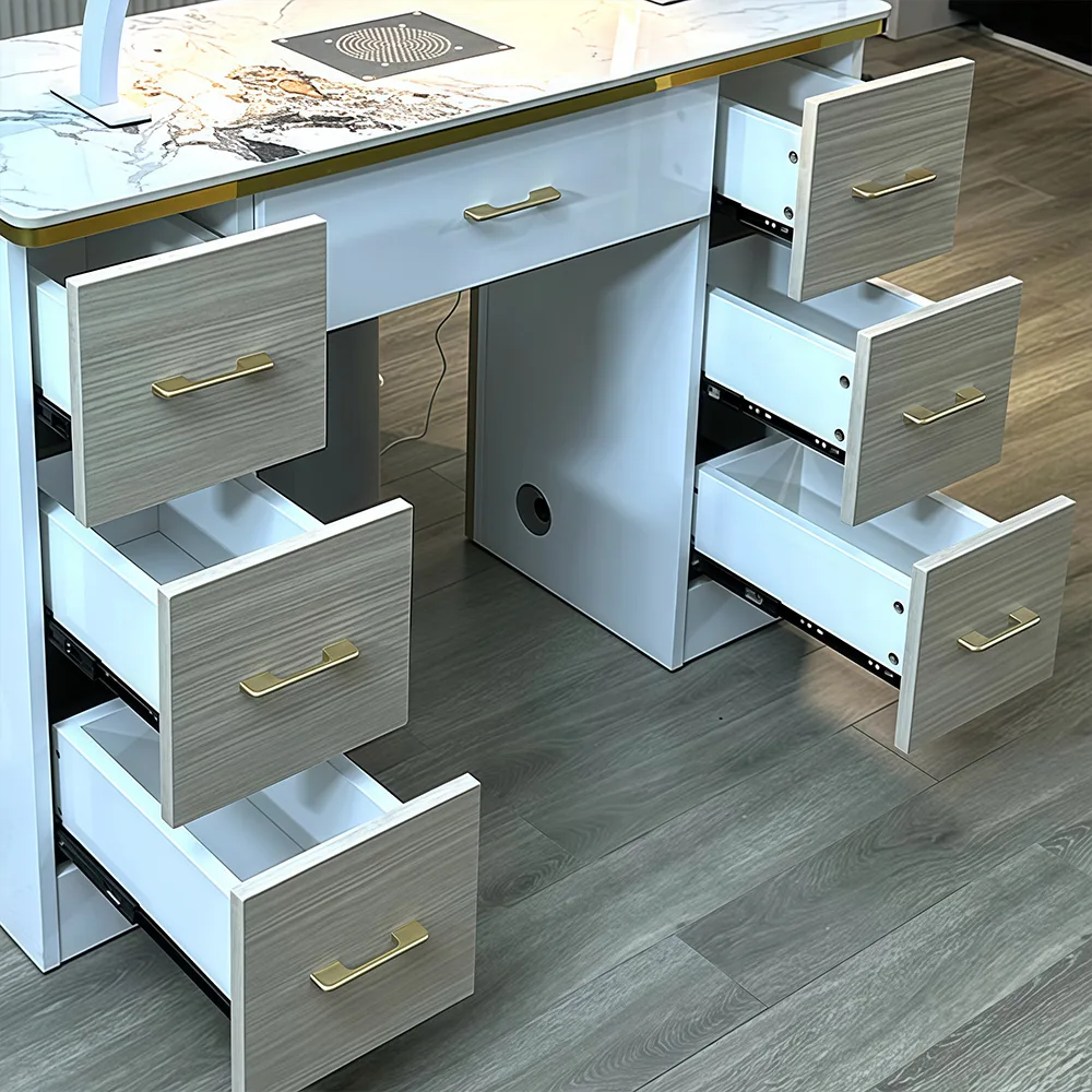 Multifunctional Marble Nail Table with LED Light - image 4