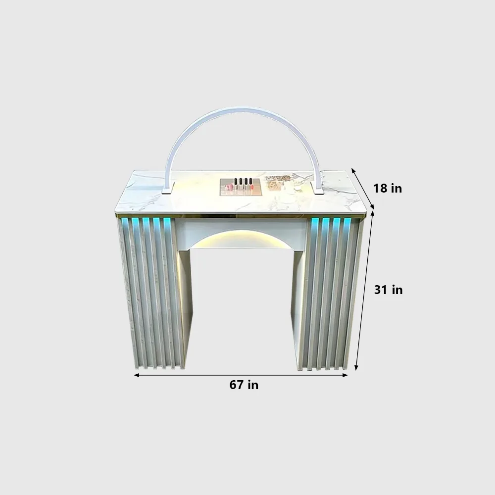 Multifunctional Marble Nail Table with LED Light - image 7