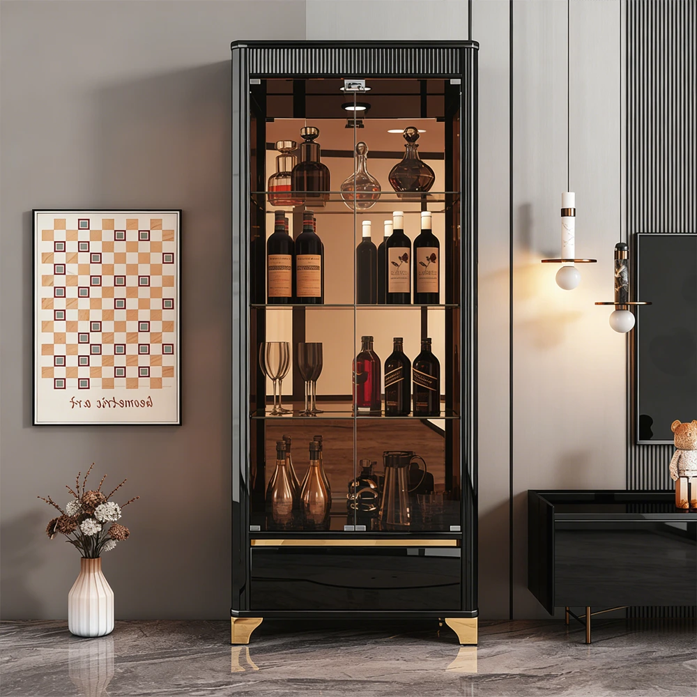 Modern White Glass Wine Cabinet with Lock - image 2