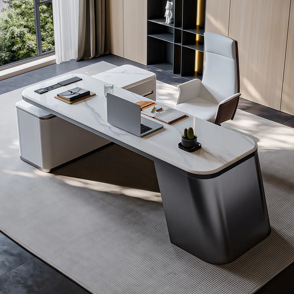 Modern Luxury L-Shaped Slate Desk Italian Minimalist Computer Desk - image 3