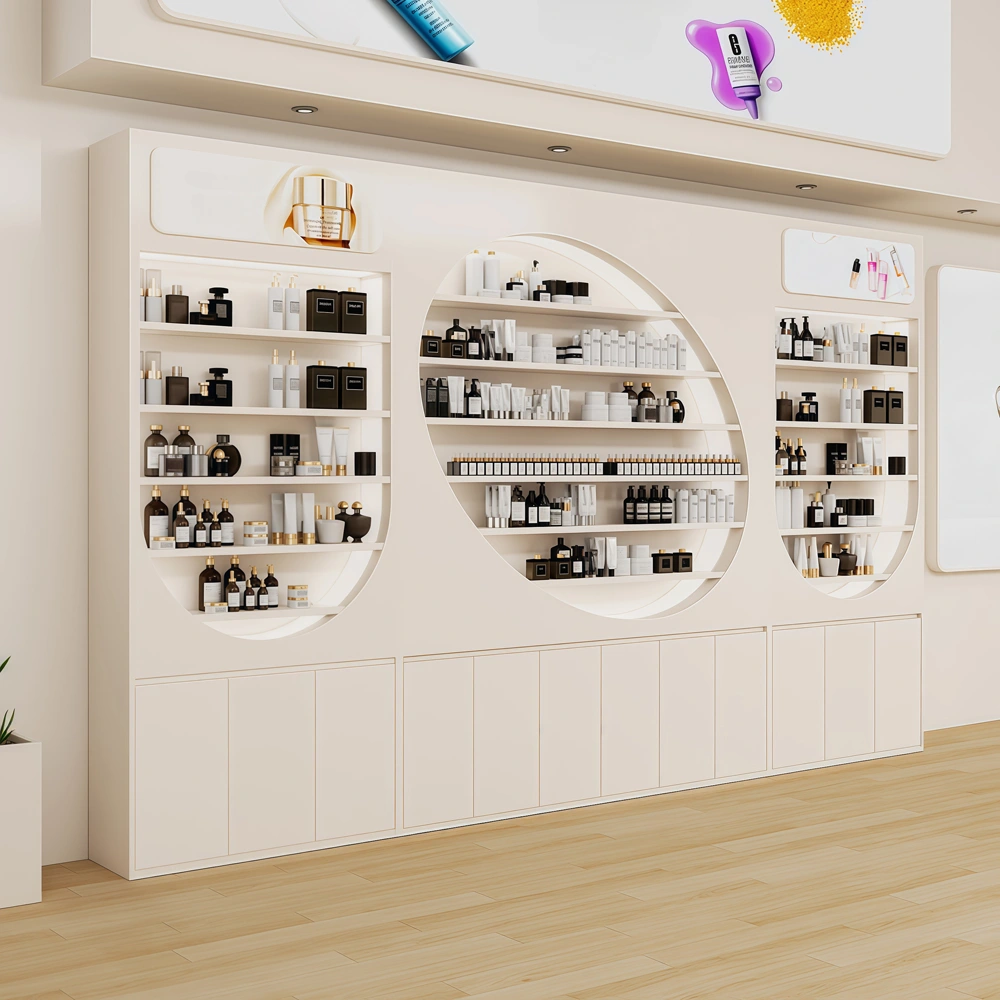 Curved Multi-Tier Display Cabinet for Salon - image 3