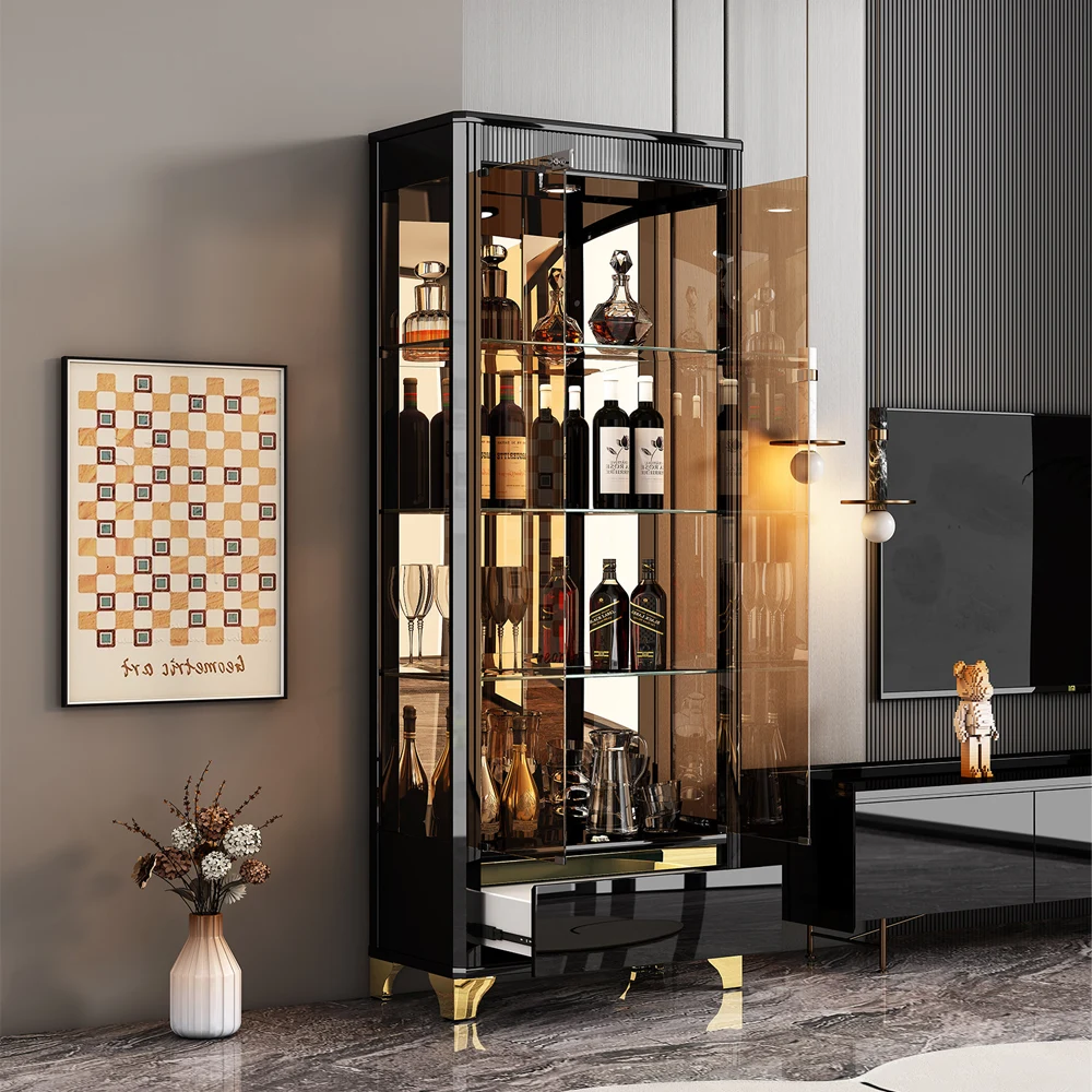 Modern White Glass Wine Cabinet with Lock - image 3