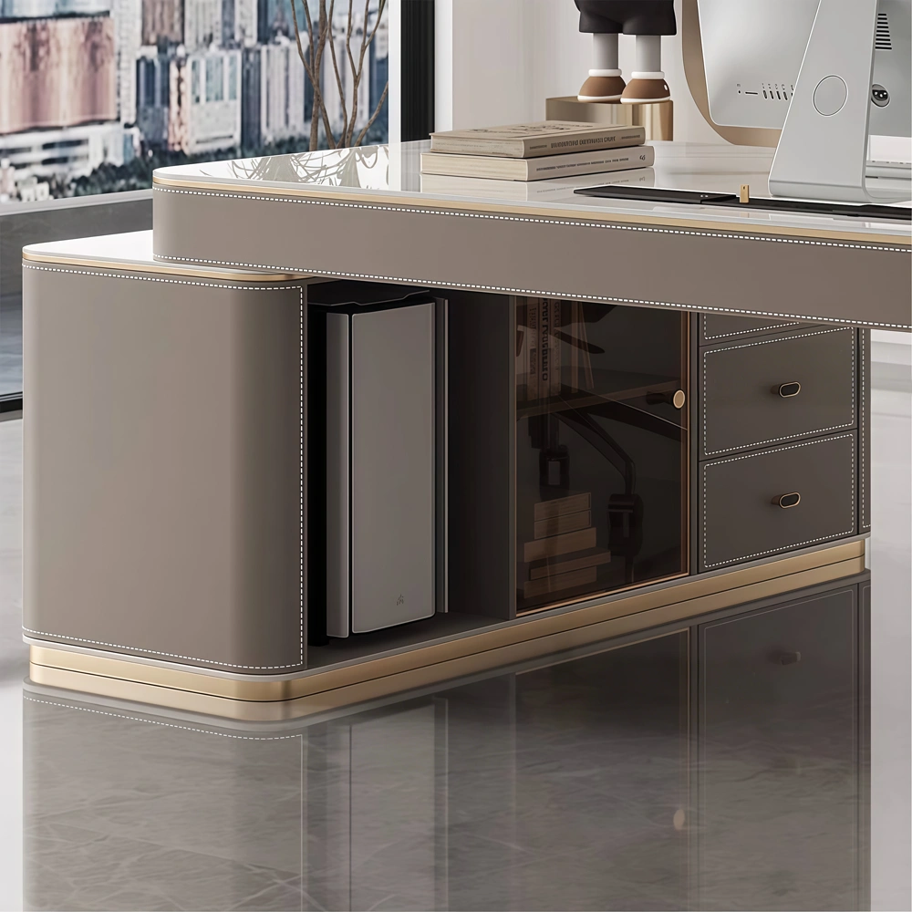 Slate Top Corner Computer Desk Modern Luxury - image 4