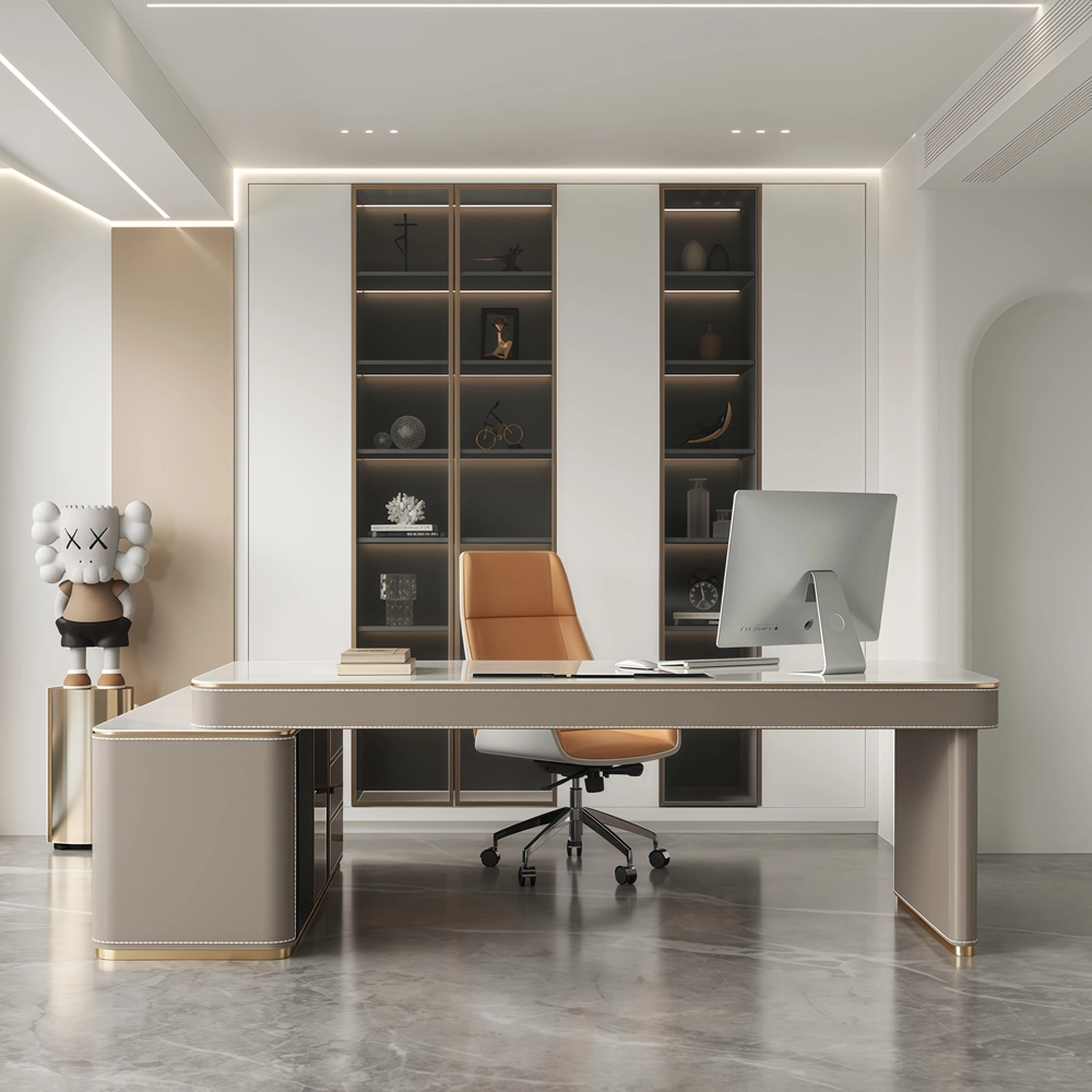 Slate Top Corner Computer Desk Modern Luxury - image 2