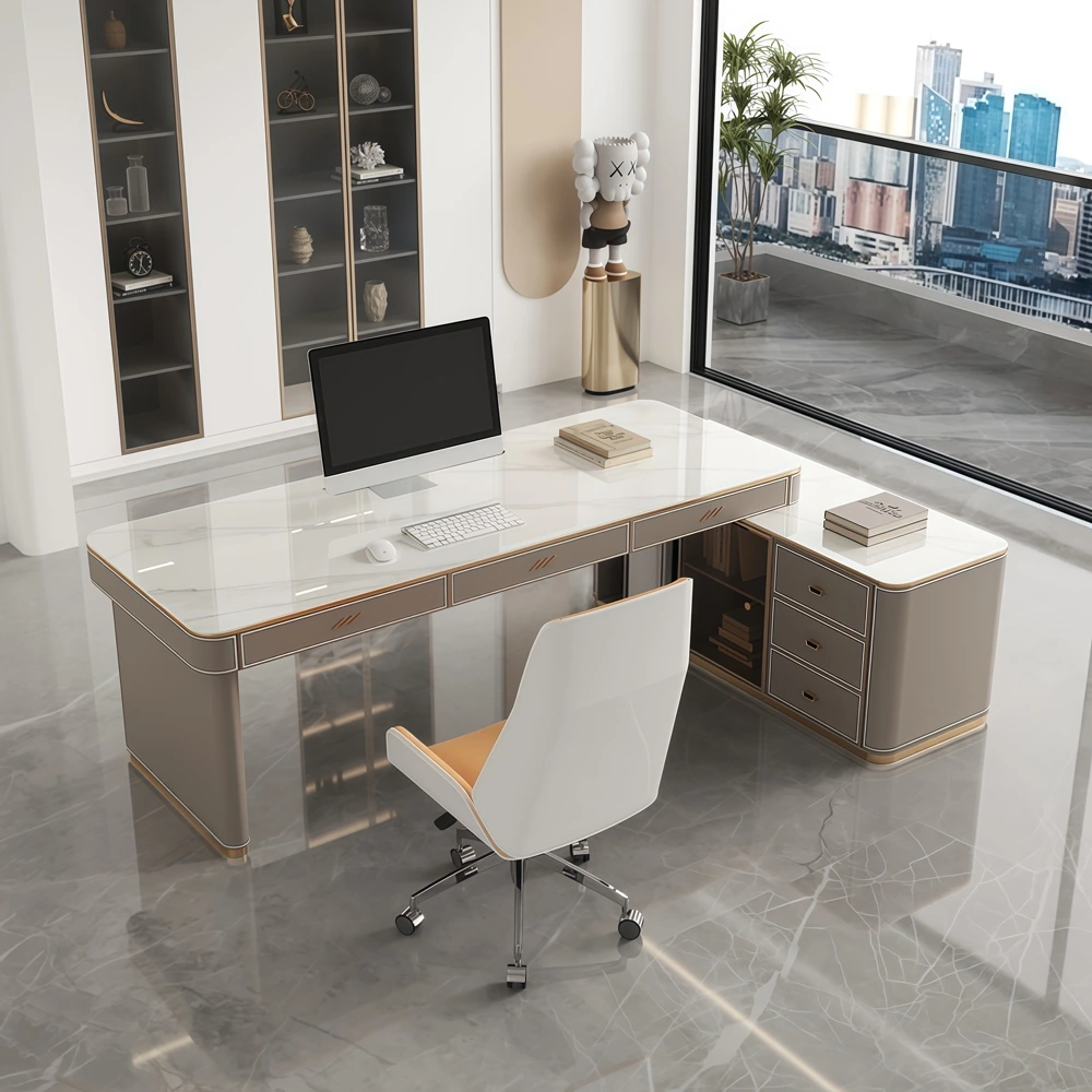 Slate Top Corner Computer Desk Modern Luxury - image 3