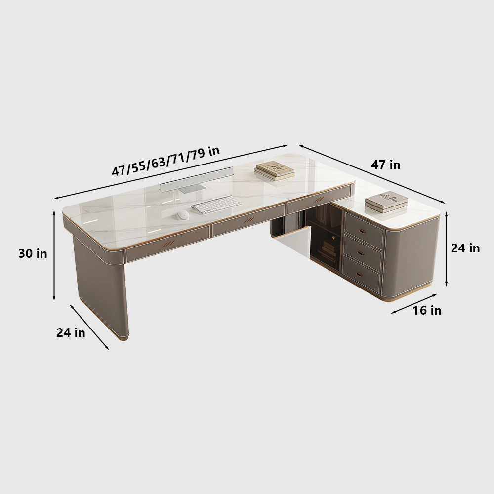 Slate Top Corner Computer Desk Modern Luxury - image 7