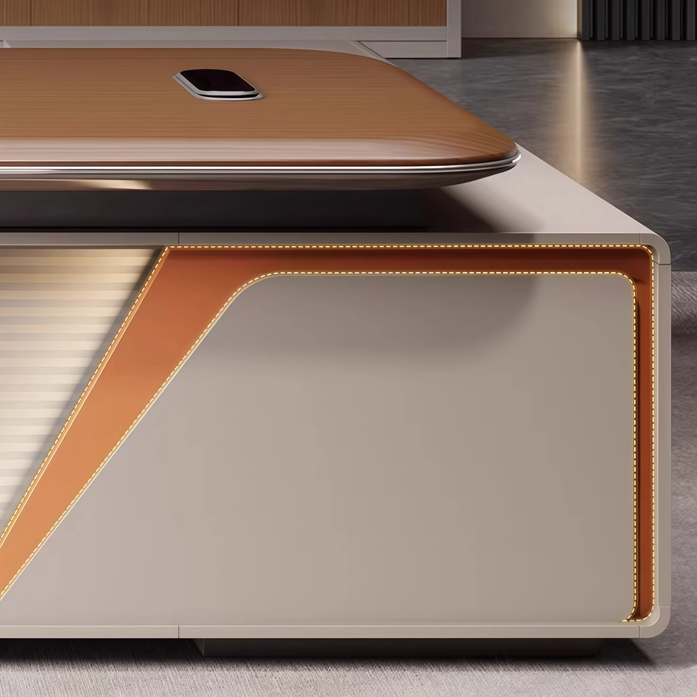 Sleek Executive Desk with Artistic Splicing Front Design - image 6