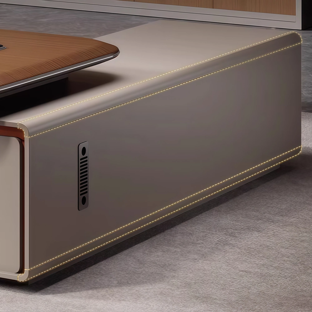 Sleek Executive Desk with Artistic Splicing Front Design - image 7