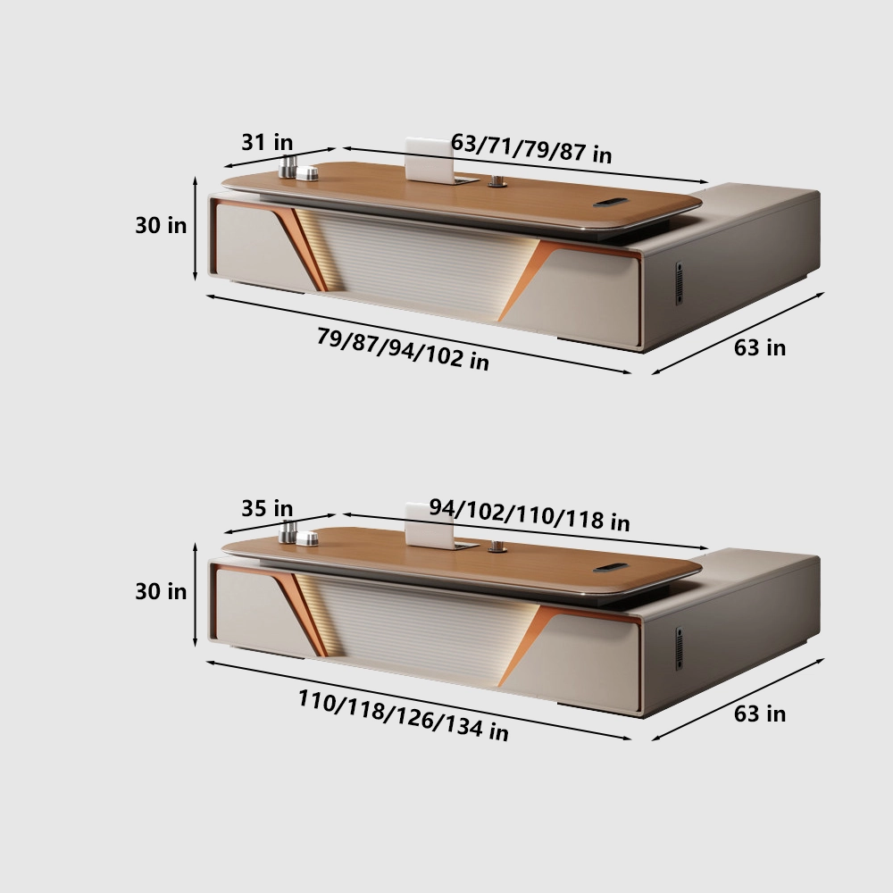 Sleek Executive Desk with Artistic Splicing Front Design - image 8