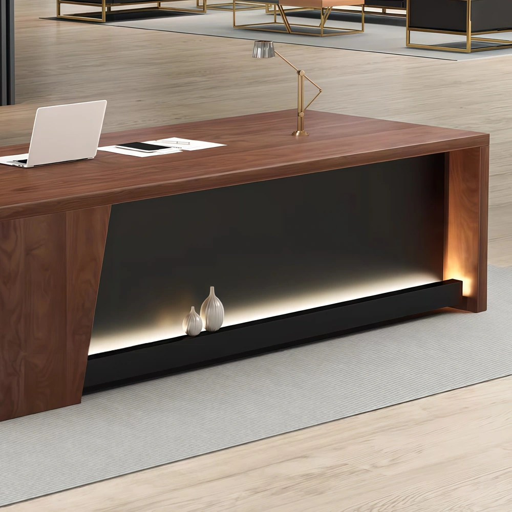 Solid Black Walnut Executive Desk with Cabinet - image 5