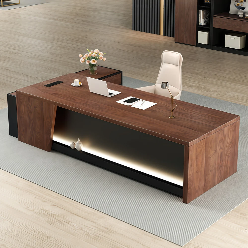 Solid Black Walnut Executive Desk with Cabinet - image 2