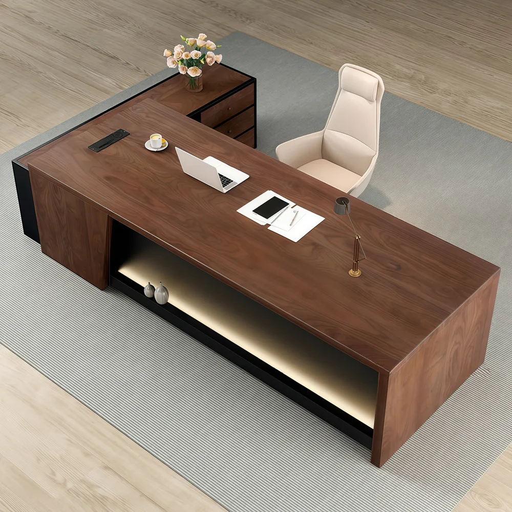 Solid Black Walnut Executive Desk with Cabinet - image 3