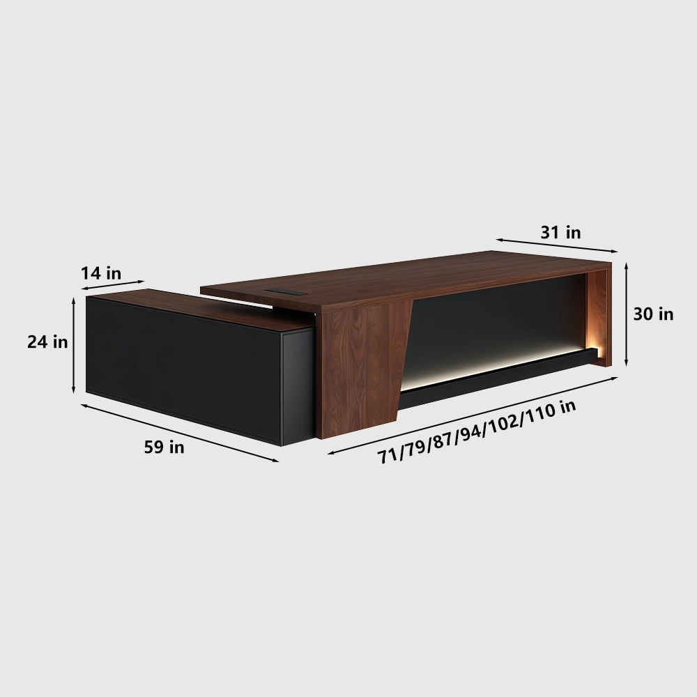 Solid Black Walnut Executive Desk with Cabinet - image 7