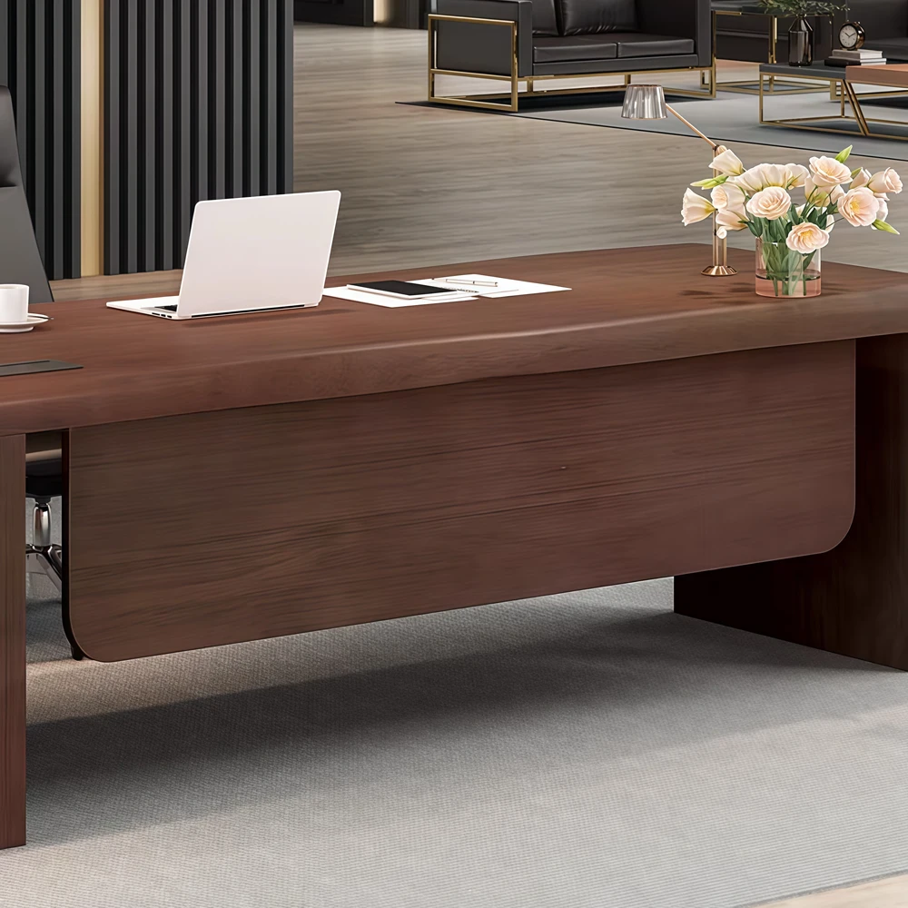 Solid Wood Executive Desk with Side Cabinet - image 5