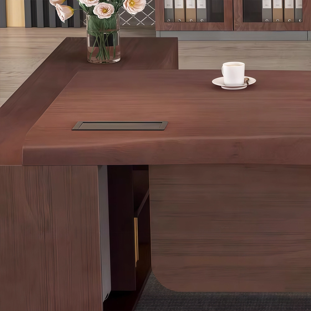Solid Wood Executive Desk with Side Cabinet - image 6