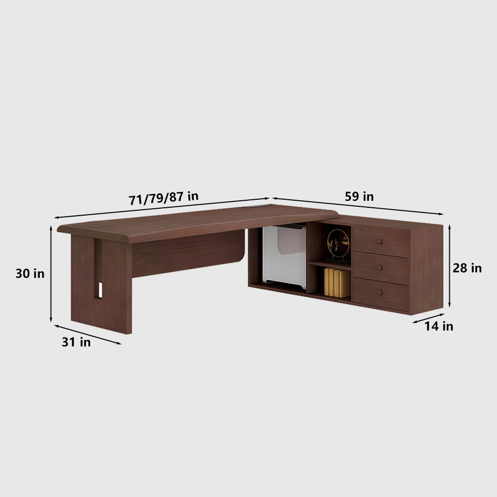 Solid Wood Executive Desk with Side Cabinet - image 8