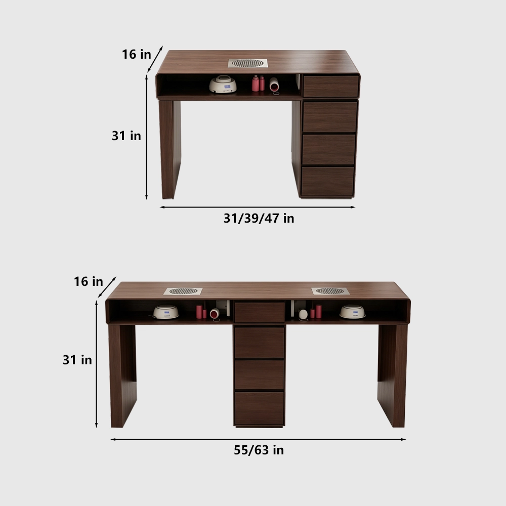 Vintage Wood Manicure Desk Built-in Vacuum - image 6