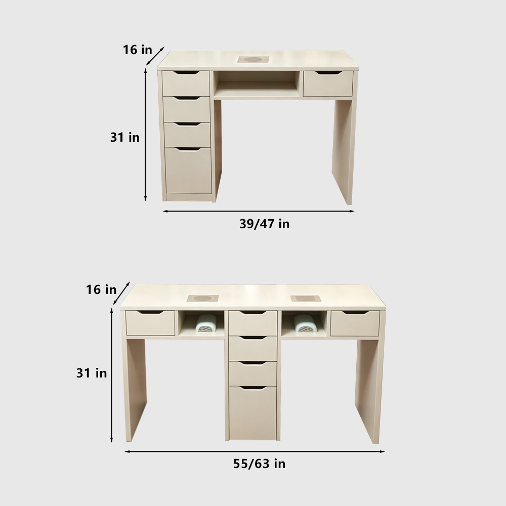 Vintage Cream Marble Nail Desk with Storage - image 7