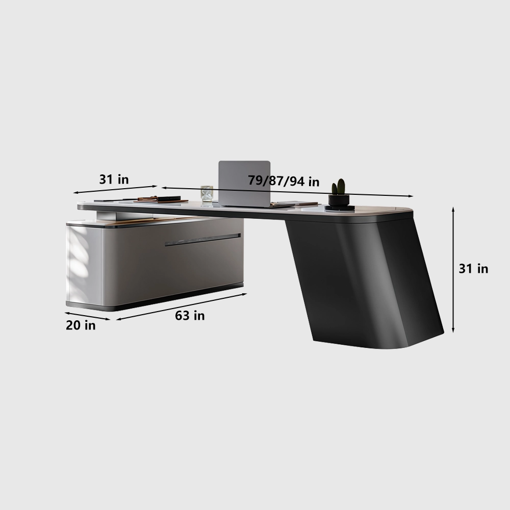 Modern Luxury L-Shaped Slate Desk Italian Minimalist Computer Desk - image 7
