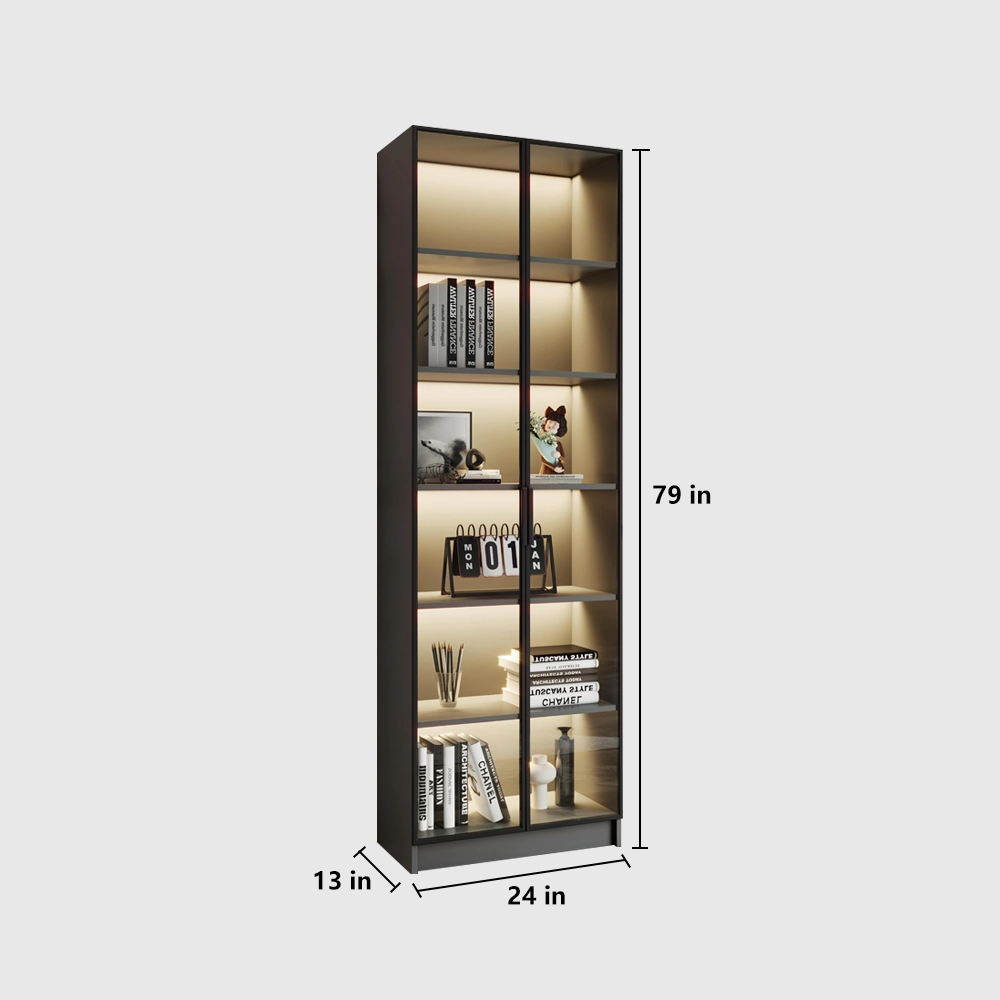 Bookcase with Glass Doors for Display Storage - image 7