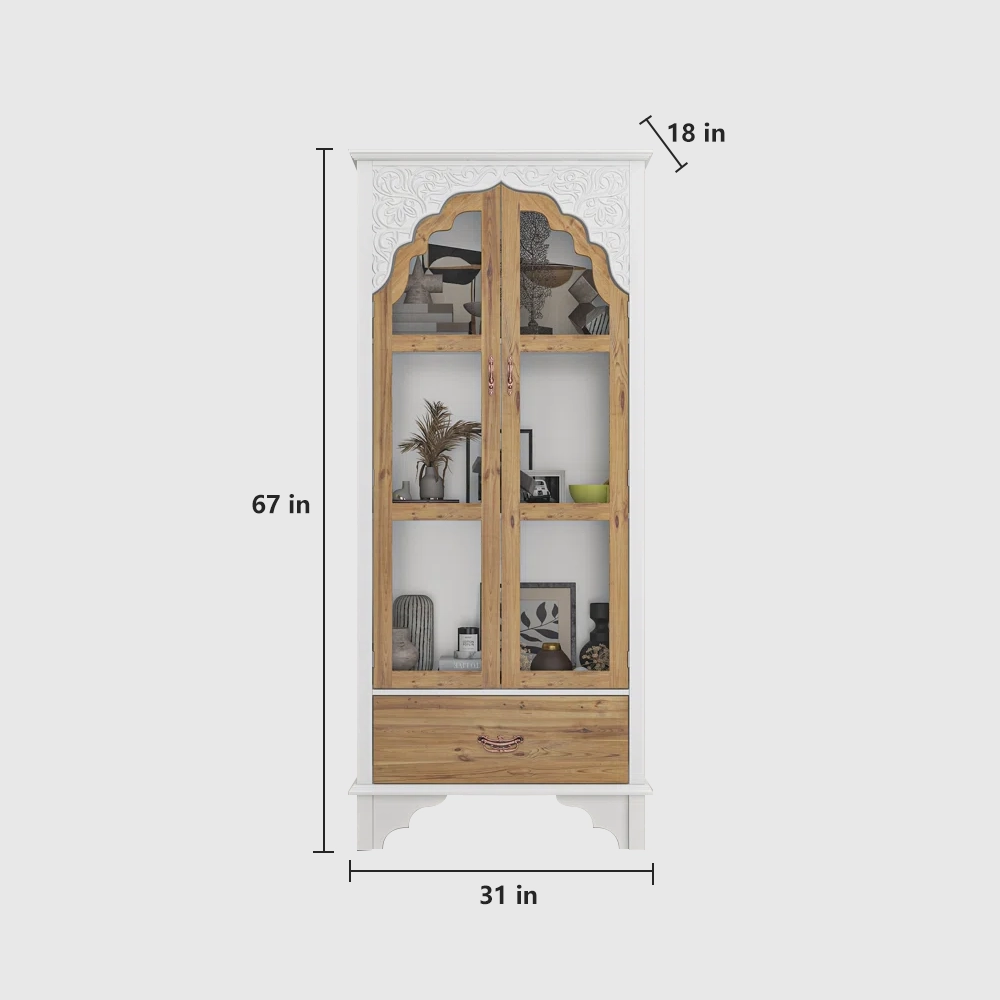 Vintage Solid Wood Carved Glass Display Cabinet - image 8