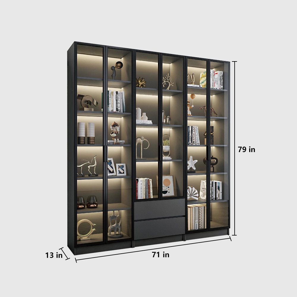 Bookcase with Glass Doors for Display Storage - image 23