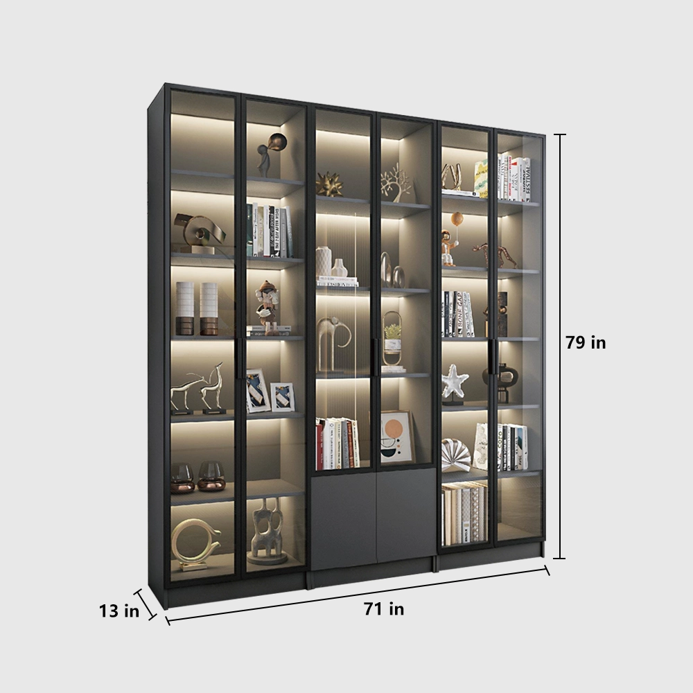Bookcase with Glass Doors for Display Storage - image 24
