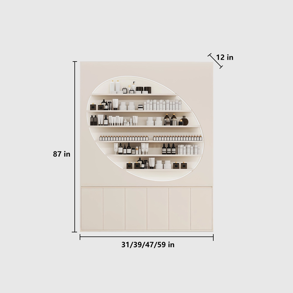 Curved Multi-Tier Display Cabinet for Salon - image 9