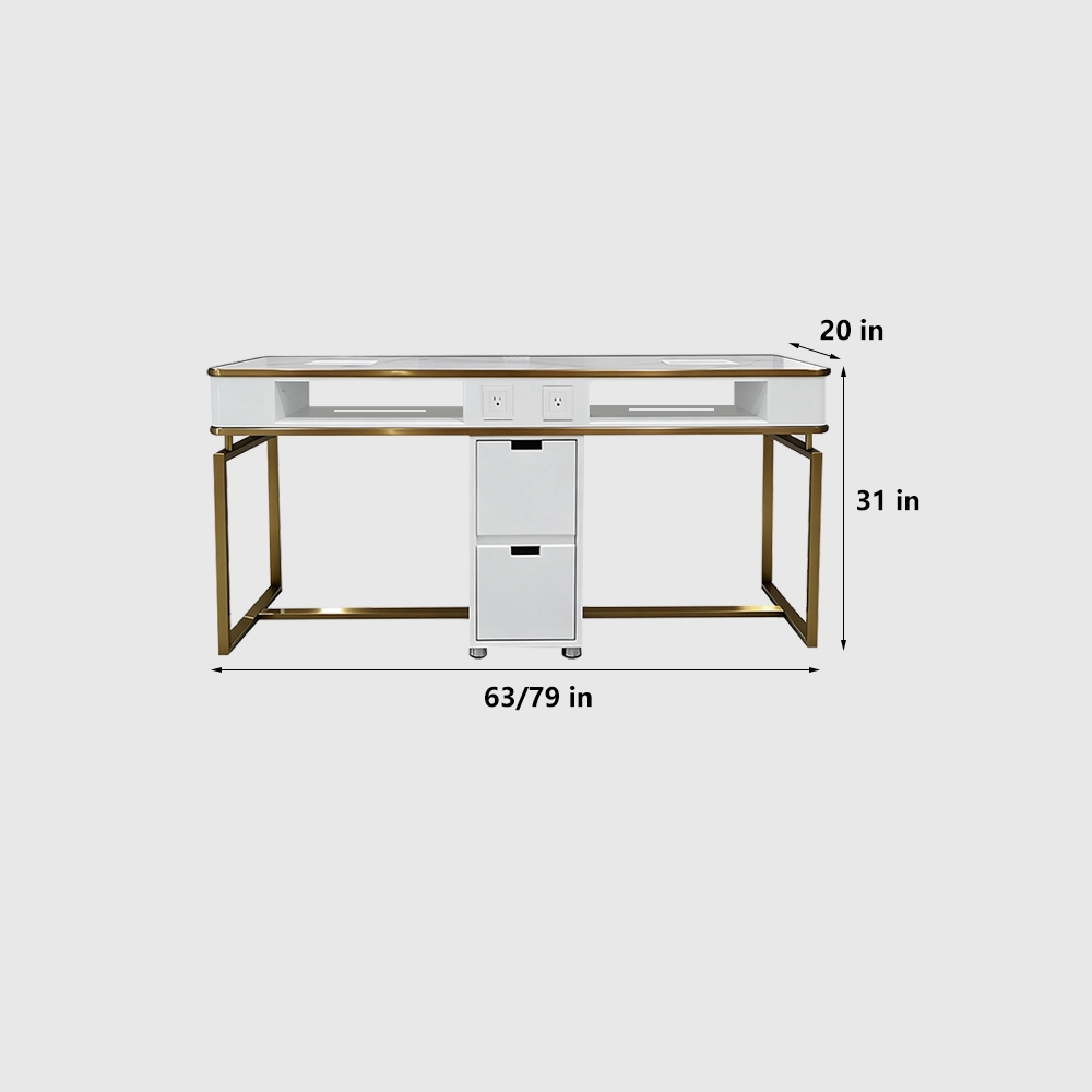 Modern Marble Manicure Desk with Vacuum Drawers - image 8